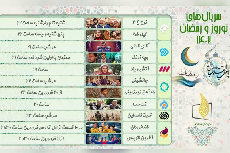  پخش ۱۱ سریال ایرانی و خارجی در نوروز و رمضان ۱۴۰۲